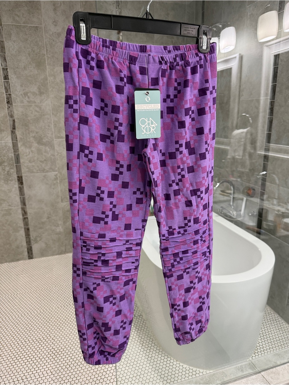 Chaser Girls' Purple Pixel-Print Jogger Bottoms *NWT